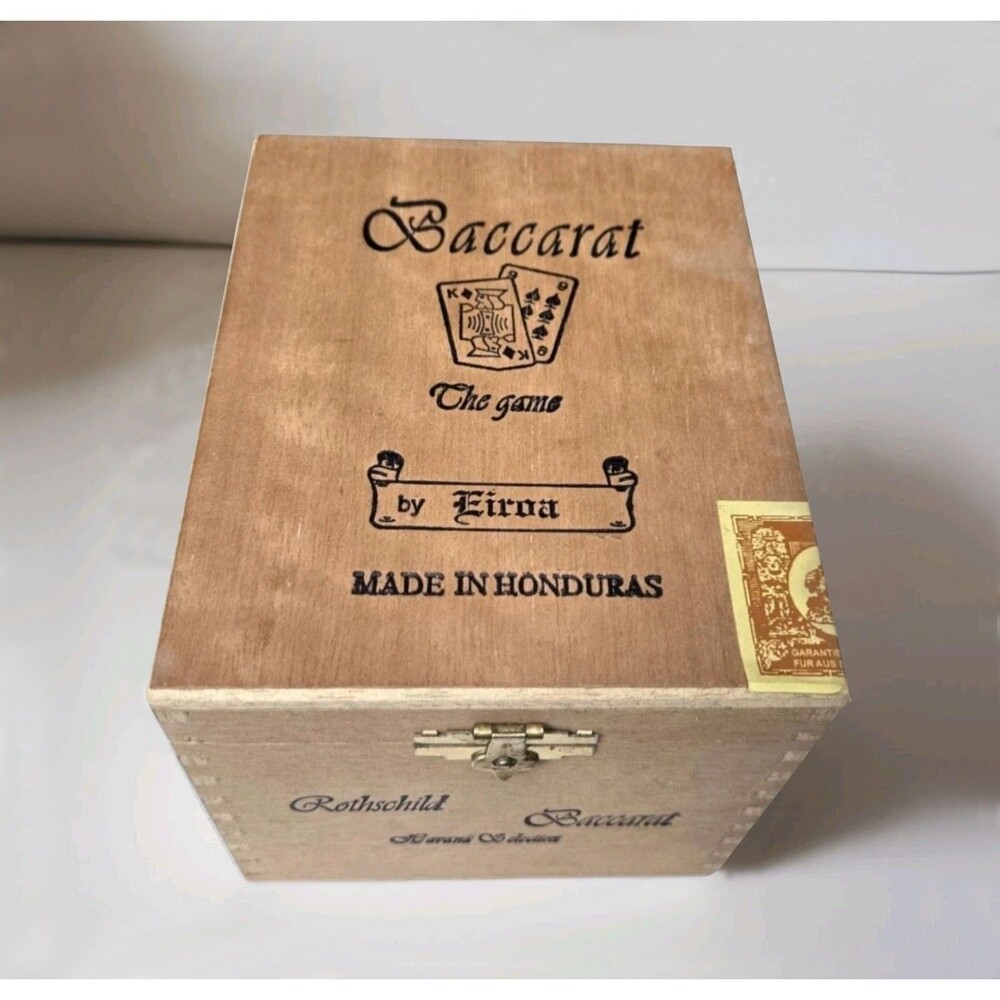 Vintage Baccarat The Game Eiroa Rothschild Wooden Cigar Box Honduras Empty 5.75"